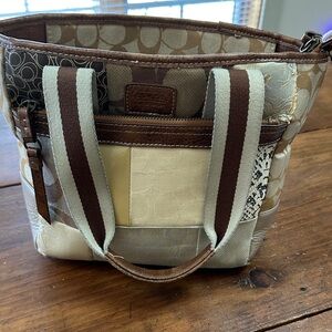 Coach Patchwork Tote - Brown and Cream